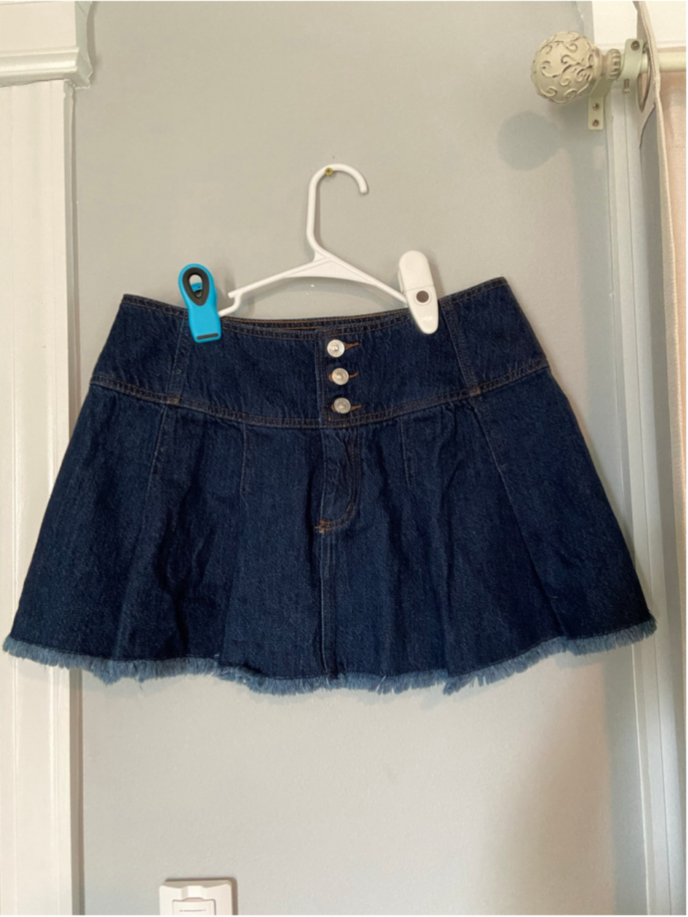 Women's Rewash Denim Mini Skirt Size 9 Blue High Rise Frayed Hem